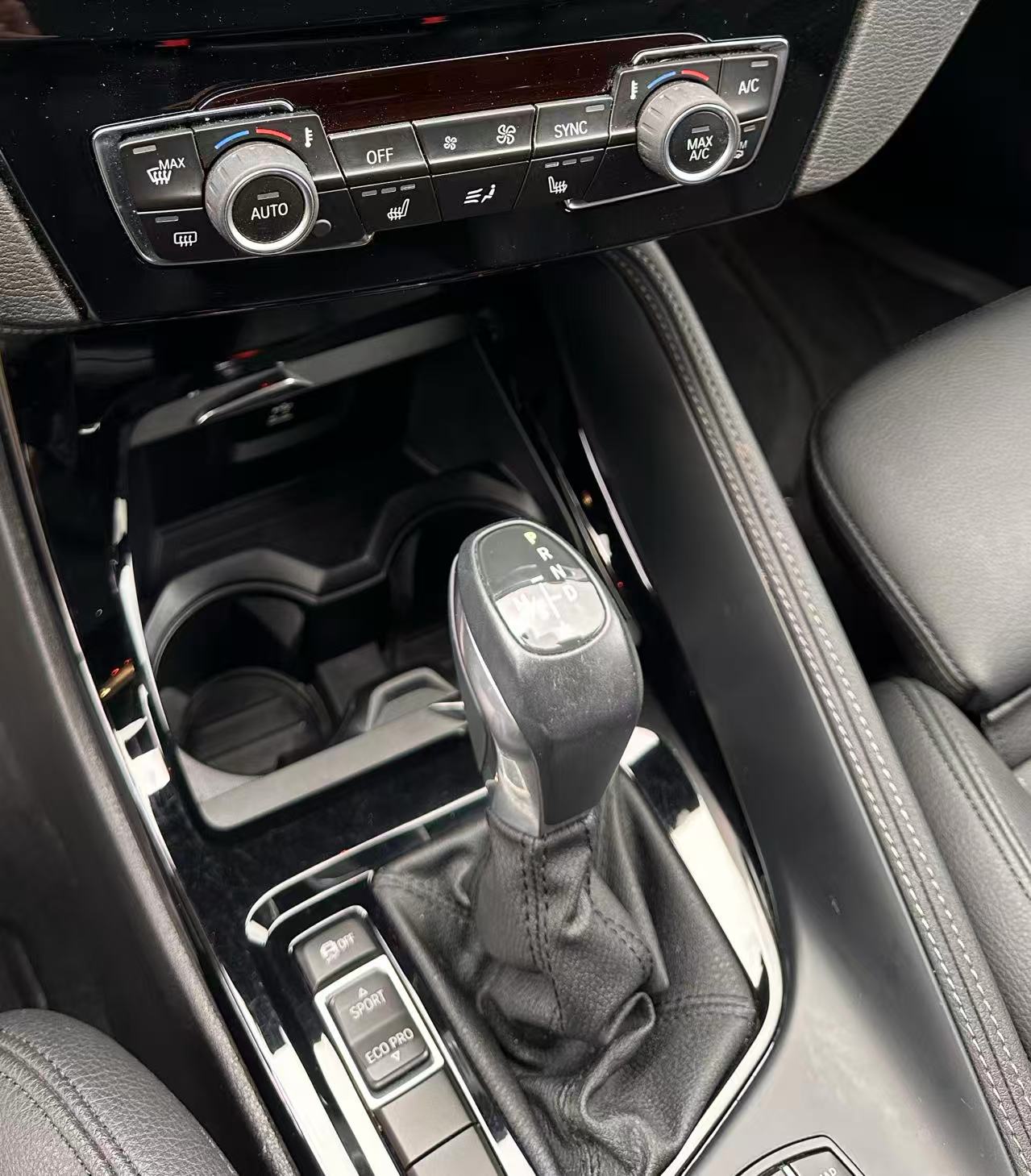 BMW center console after detailing